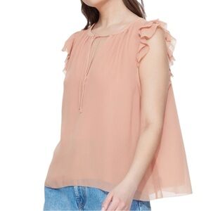 Dex Black Tape Chiffon Flutter Blouse, size 2X, NWT